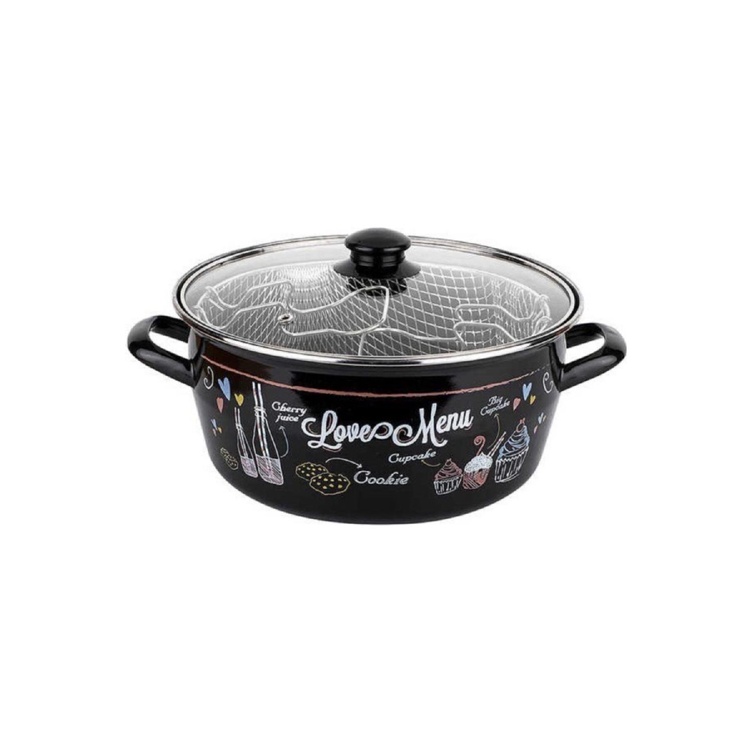 

Love Menu Enamel Frying Pot 28 Cm чорний