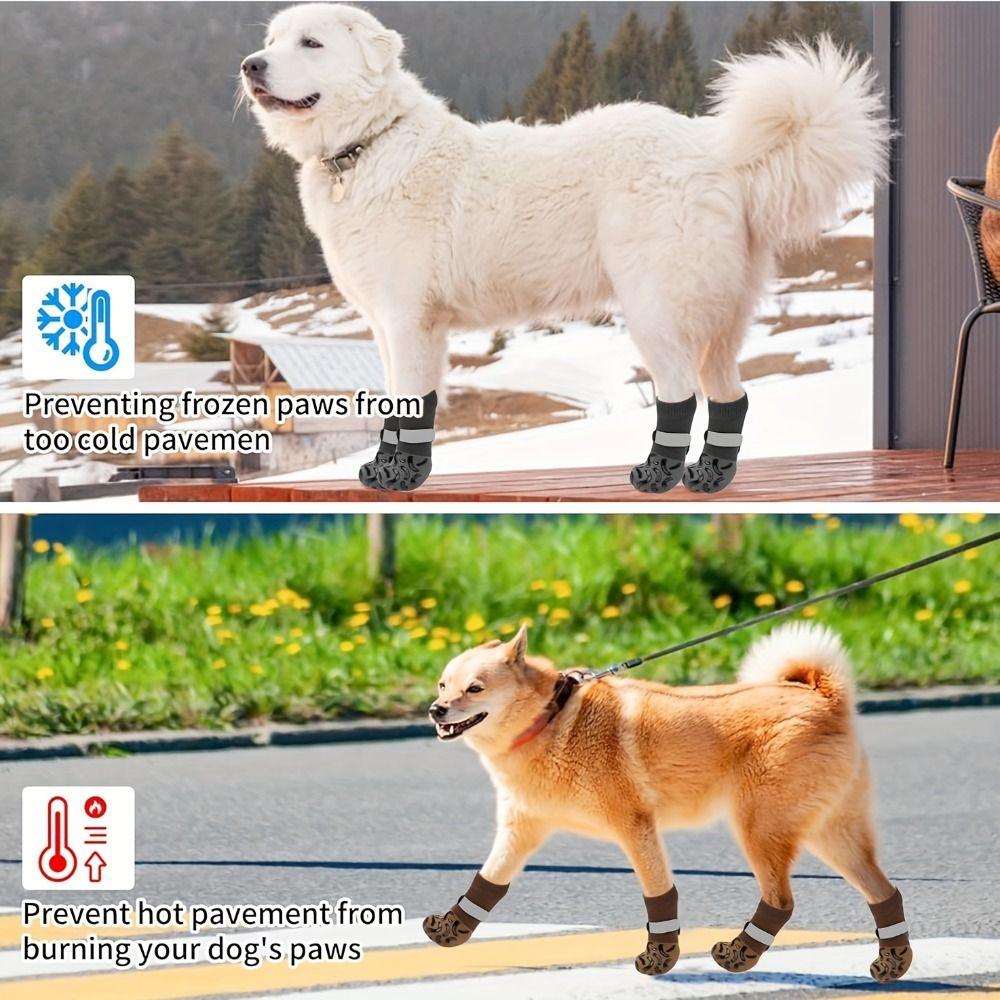 4PCS Anti-Slip Paw Protection Socks Anti-Scratch Pets Knitted Socks Cozy Dog Socks  Indoor