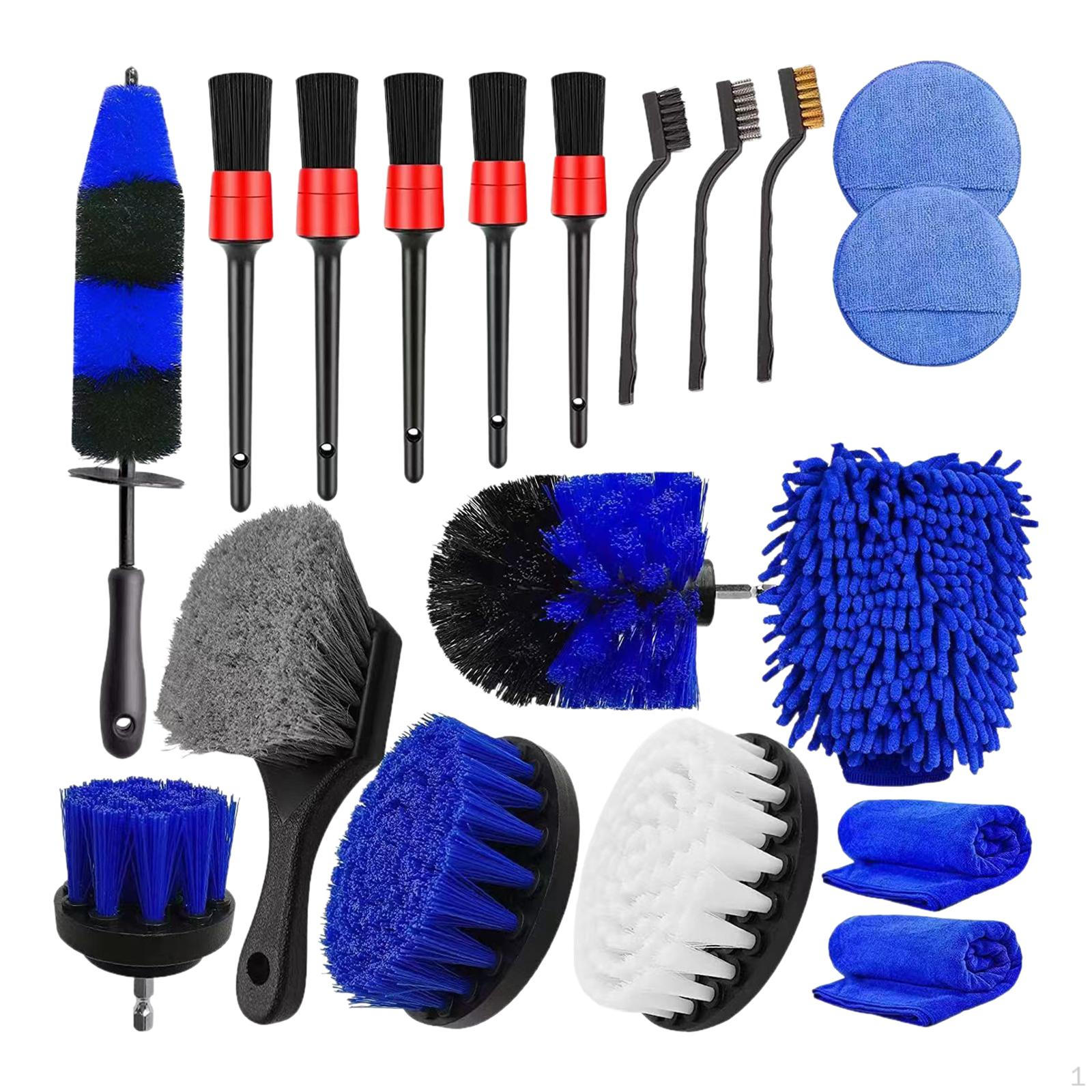 

19Pcs Car Detailing Brush Set Wash Mitt Professional Accessories Wire Rim Wheel for