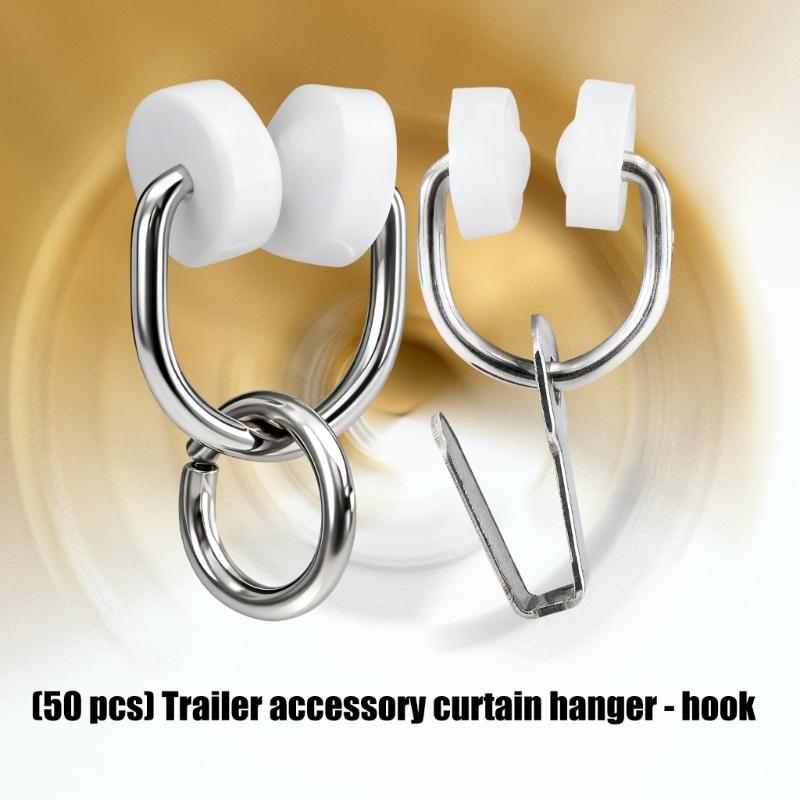 Universal Caravans Motorhome Curtain Track Rollers Hooks Noise Reducing Design For Smooth Quiet Gliding Operation 50pcs