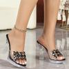 Sexy Banquet Crystal Rhinestone Stiletto Transparent Platform Slippers Summer Women Party Footwear LFD-198711-Q5
