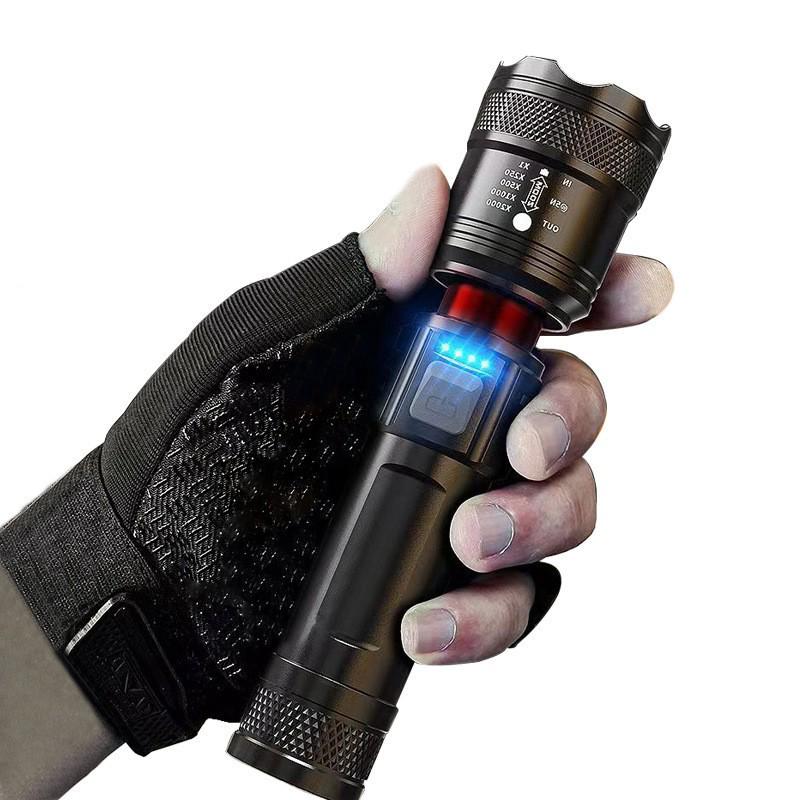 Rechargeable LED Flashlight: Portable, Long Battery Life, Focusing Zoom for Outdoor Patrols