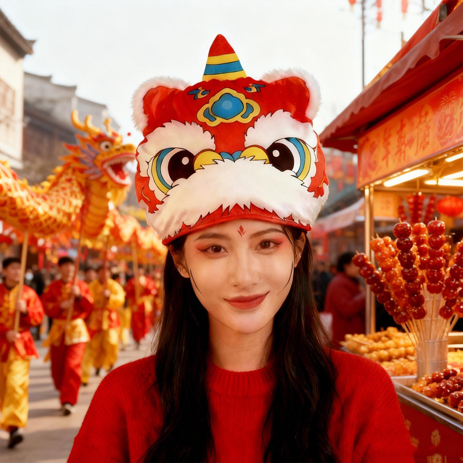 

Chinese Lion Dance Hat Cartoon Cap for Event Halloween Birthday