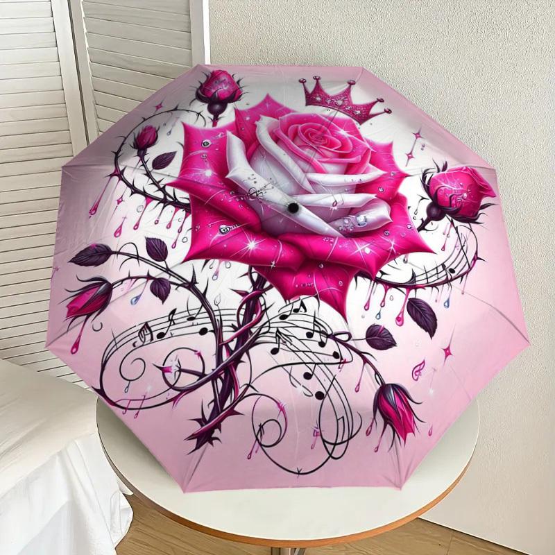 1pc Rose Crown Pattern Umbrella  Automatic Opening and Closing Umbrella, High quality Umbrella, Ideal Gift for Her 185