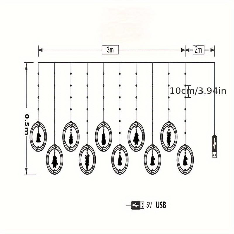 high qualityLED Christmas Curtain Lights with Santa Claus & Classic -in/- String Lights Suitable for Indoor Room Window Holiday Decorations -
