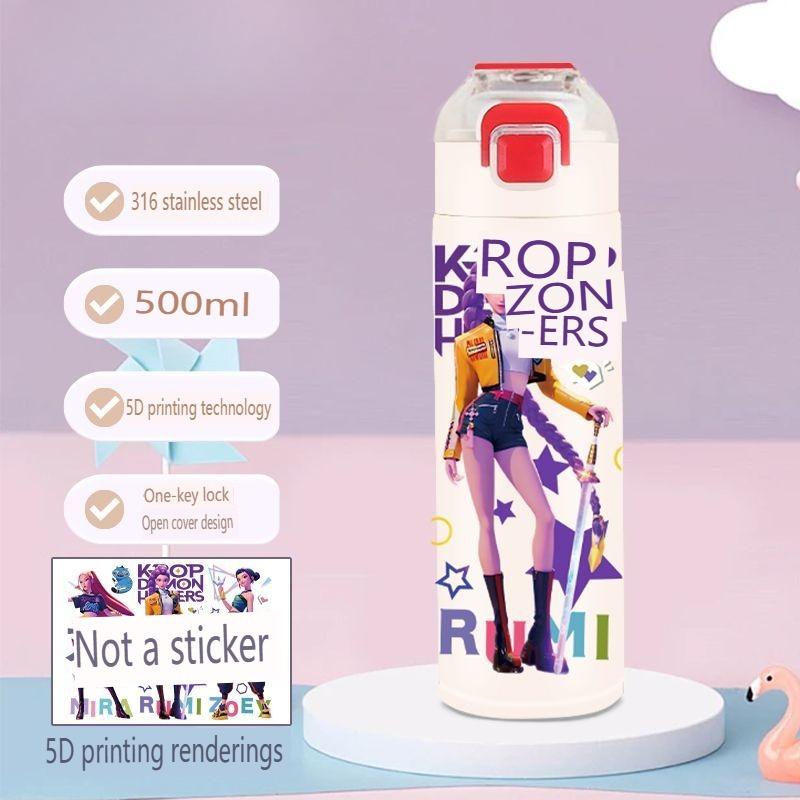 Isolierbecher im K-Pop-Hexenjäger-Design, tragbarer Edelstahl-Trinkbecher mit großem Fassungsvermögen für Kinder