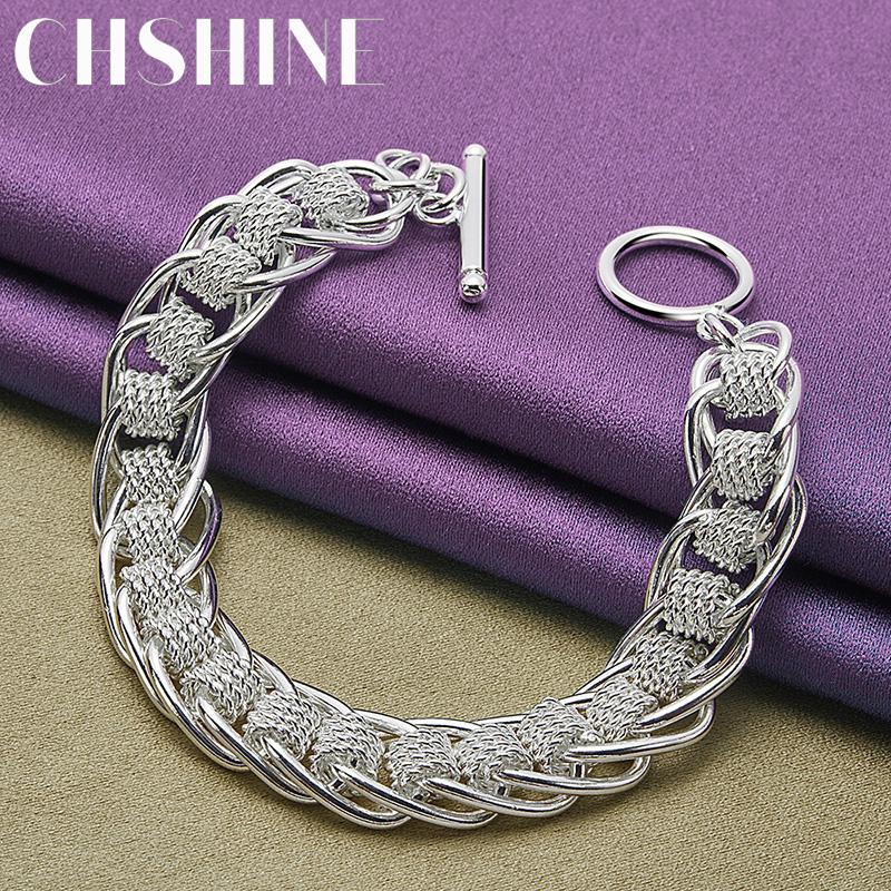 CHSHINE 925 Sterling Silver Men Exquisite Wheel Chain Bracelet For Women Wedding Party Fashion Charm Jewelry