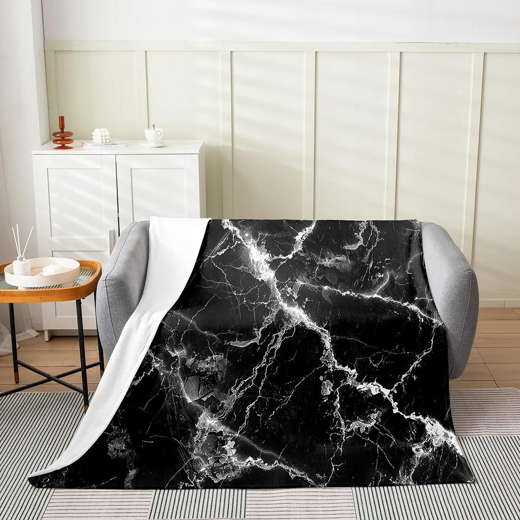 Marble Blanket Marbling Plush Nap Blanket Soft Lightweight Fluffy Flannel Fleece Throw Blanket for Sofa Couch Bed Camping Travel