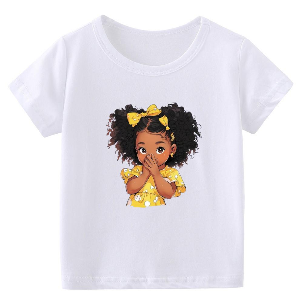 2026 New Childrens Tshirt Cartoon Personality Print Pure Cotton Round Neck Parentchild Short Sleeved Summer Boys and Girls