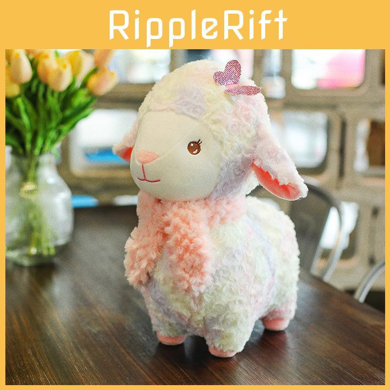 Cute Rainbow Sheep Plushie Animal Toy With Short Pile Fabric For Playroom Kids