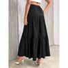 Mode Neu A-Linie Falten Casual Schwarze Röcke Damen Elegant Schlank Passend Frühling und Sommer Langer Rock Damen Vintage Einfarbig Hoher Bund Damenrock 25920