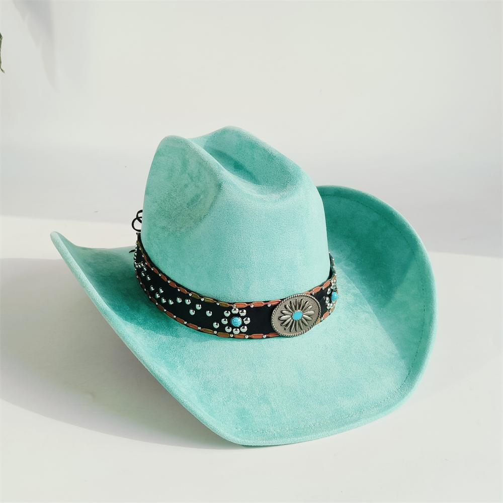 

Unisex Suede Cowboy Hats Men Women Leather Belt Set Classic Cattleman Rancher Jazz Hat Western Style Sombrero Hombre 56-58