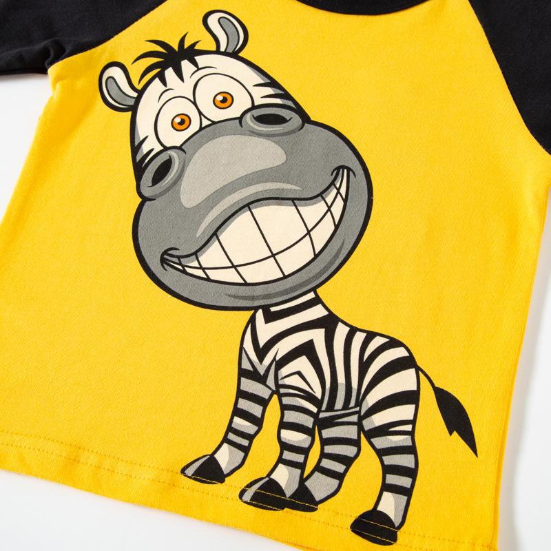 2023 Boys' Long-Sleeve Cartoon Print Knitted Cotton T-Shirt Sweater