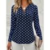 Plus Size, Women's Fashion Elegant Polka Dot Zipper V-Neck Top
