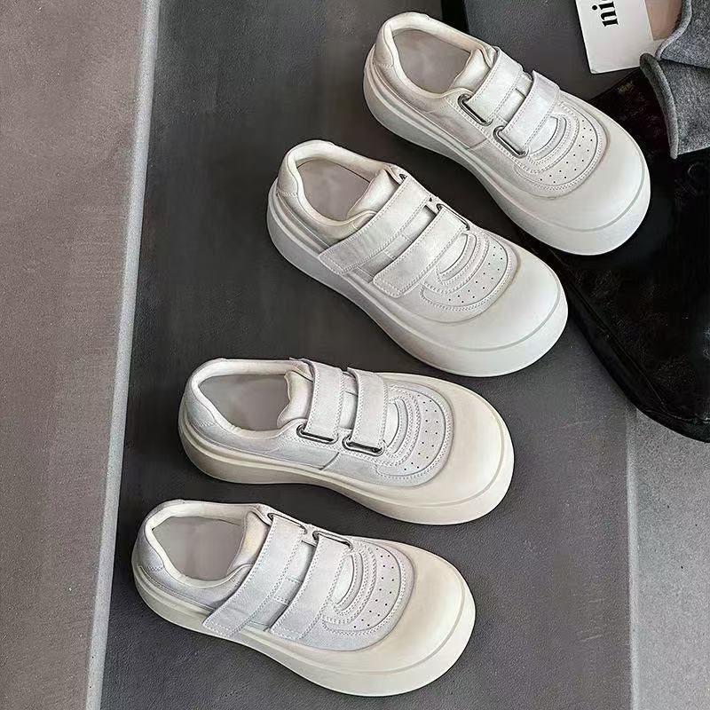Thick-soled Velcro little white shoes women's new autumn sports comfortable casual versatile big head shoes breadboard shoes