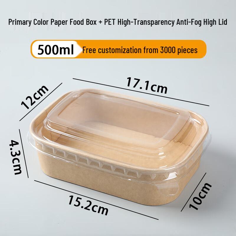 Disposable Rectangular Paper Lunch Box with PET Lid