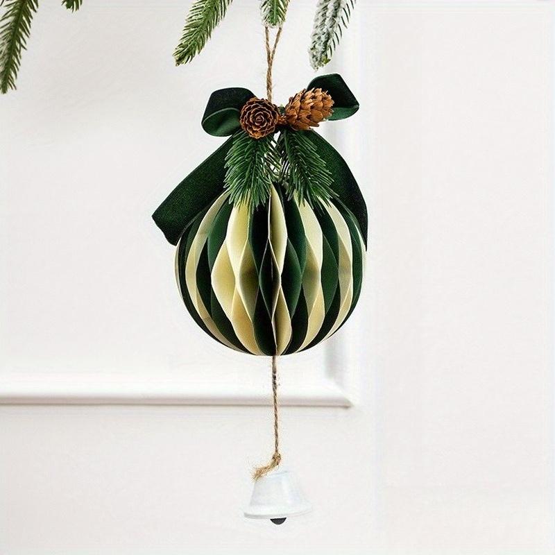 1Pc Christmas Honeycomb Bell Pendant Crafts Christmas Tree Decoration, Suitable for Outdoor Courtyard Festival Ceremony Decoration