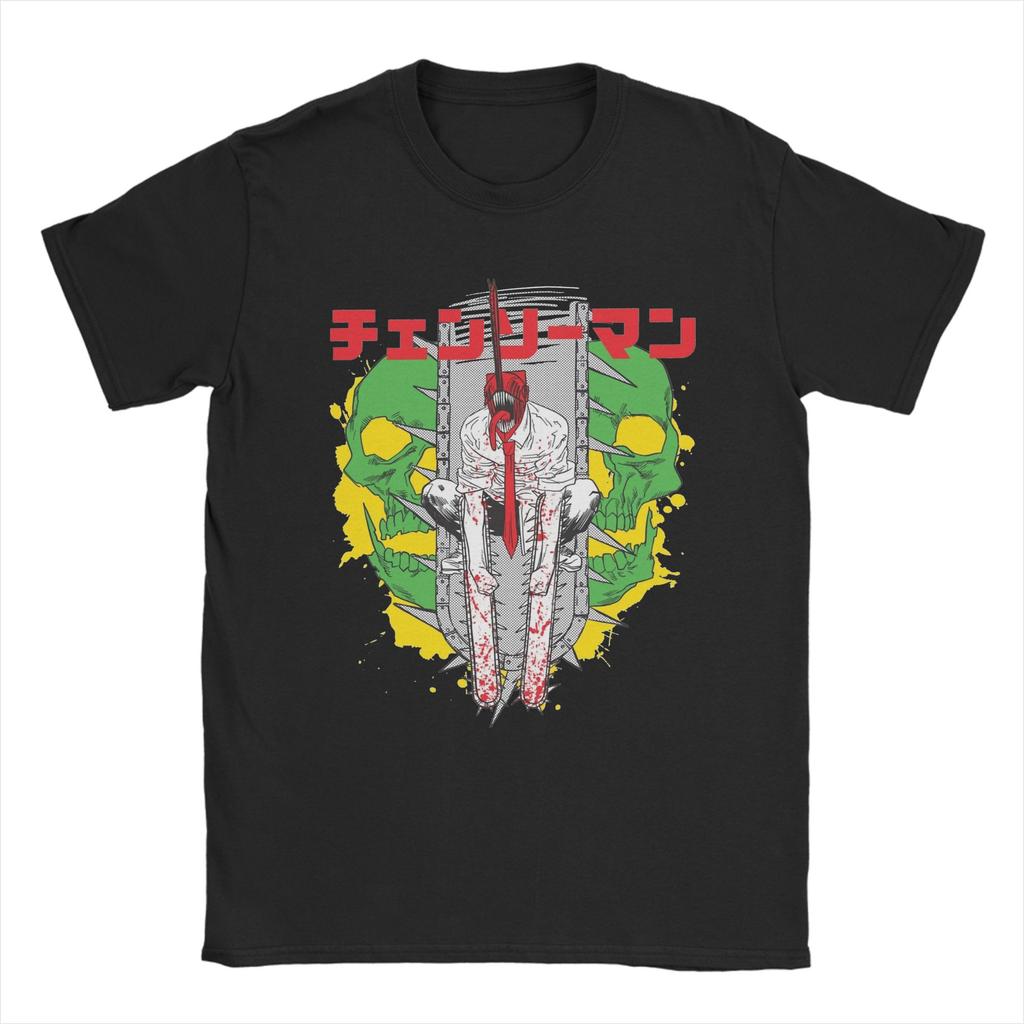 Funny Denji Anime Cartoon Manga T-Shirt Men Cotton Short Sleeve Chainsaw Man O-neck Summer TopsTops