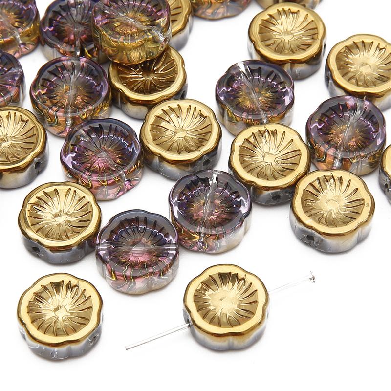 10Pcs Crystal Glass Beads Loose Spacer Hawaiian Flower Beads for Jewelry Making DIY Bracelet Necklace