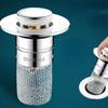 1 BUC Dop scurgere lavoar, Miez cu arc din oțel inoxidabil anti-miros, Scurgere chiuvetă tip presă, Accesoriu universal pentru lavoar