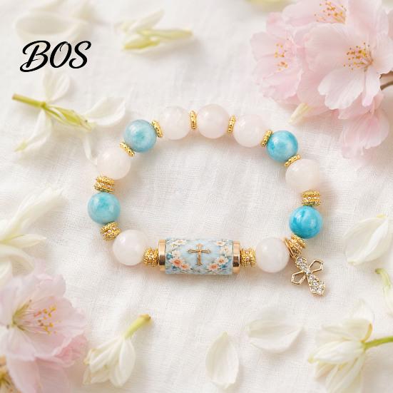 Comfortable Bracelet Blessing Birds with Premium Gift Box, Pink Cherry Blossom Multicolor Beads Elastic Design, Bee Hummingbird Bracelets for