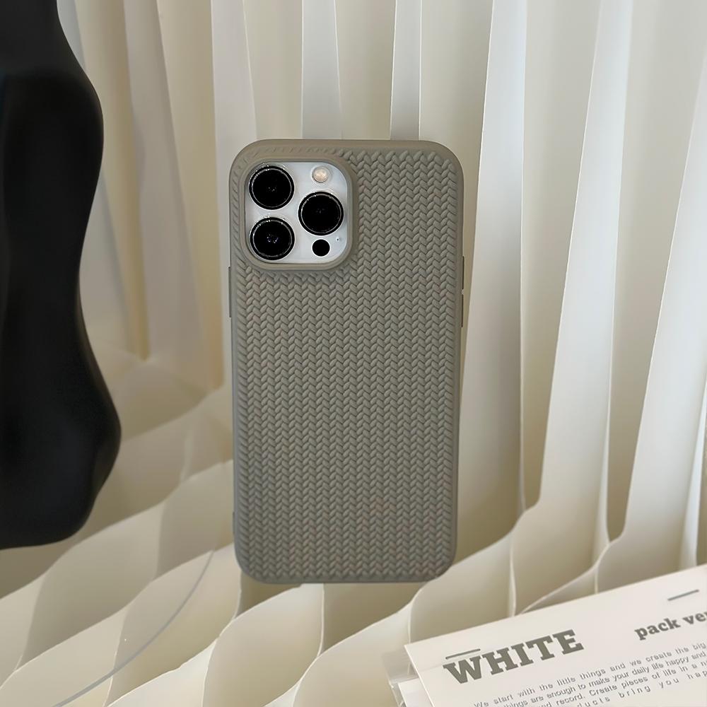 Fashion silicone Woven pattern mobile phone case for iphone 15 14 13 12 11 pro max plus soft Shockproof Bumper full Cover