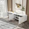 TV Console Table High Capacity Push Type Cabinet with 4 Doors Strong Stand Load-bearing Mid Century Modern Living Room Furniture Television