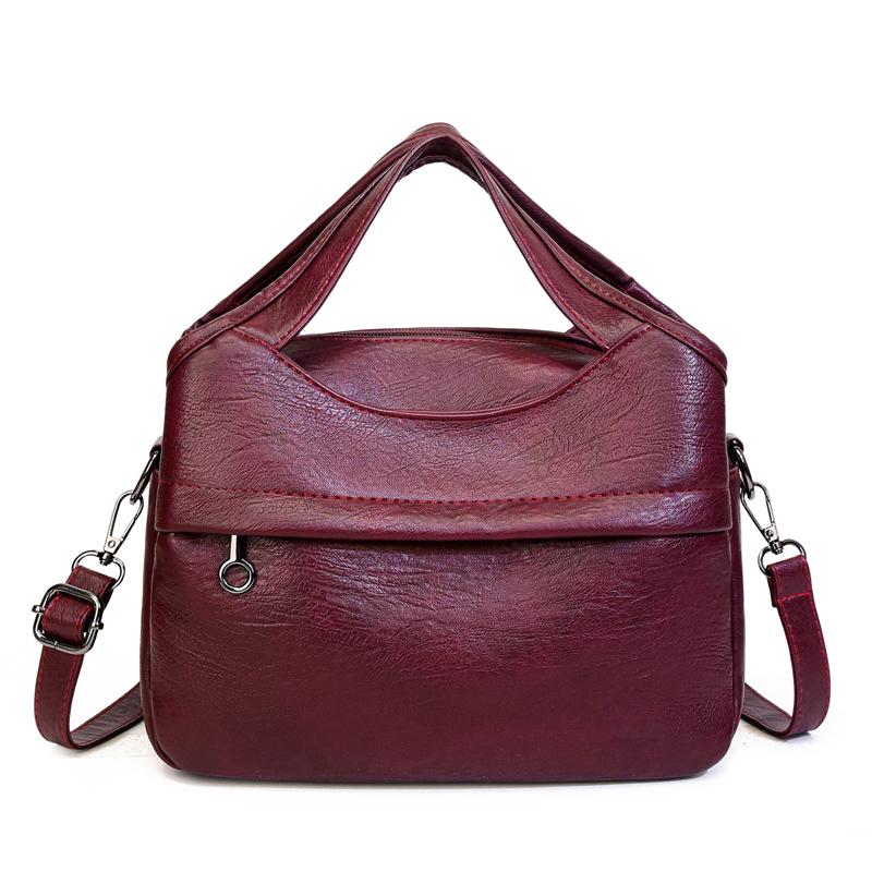

Fashi PU Zipper Simple Sweet Handbags for Women 2026 Versatile Portable Square Solid Color Shoulder & Crossbody Bags бордовий