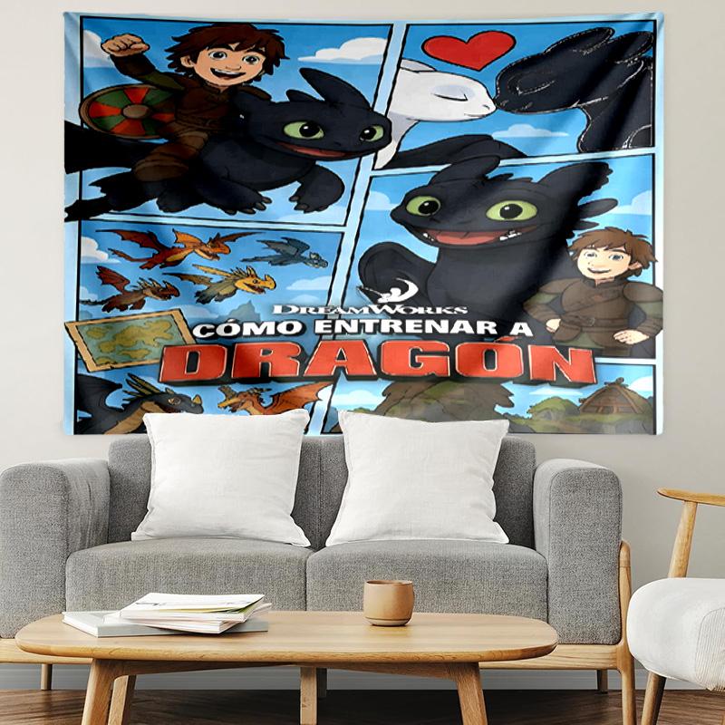 How to Train Your Dragon Print Tapestry, Lightweight Wall Hanging, for Bedroom, Dorm, Living Room, Home Art Decor, Birthday Christmas Gift for Friends