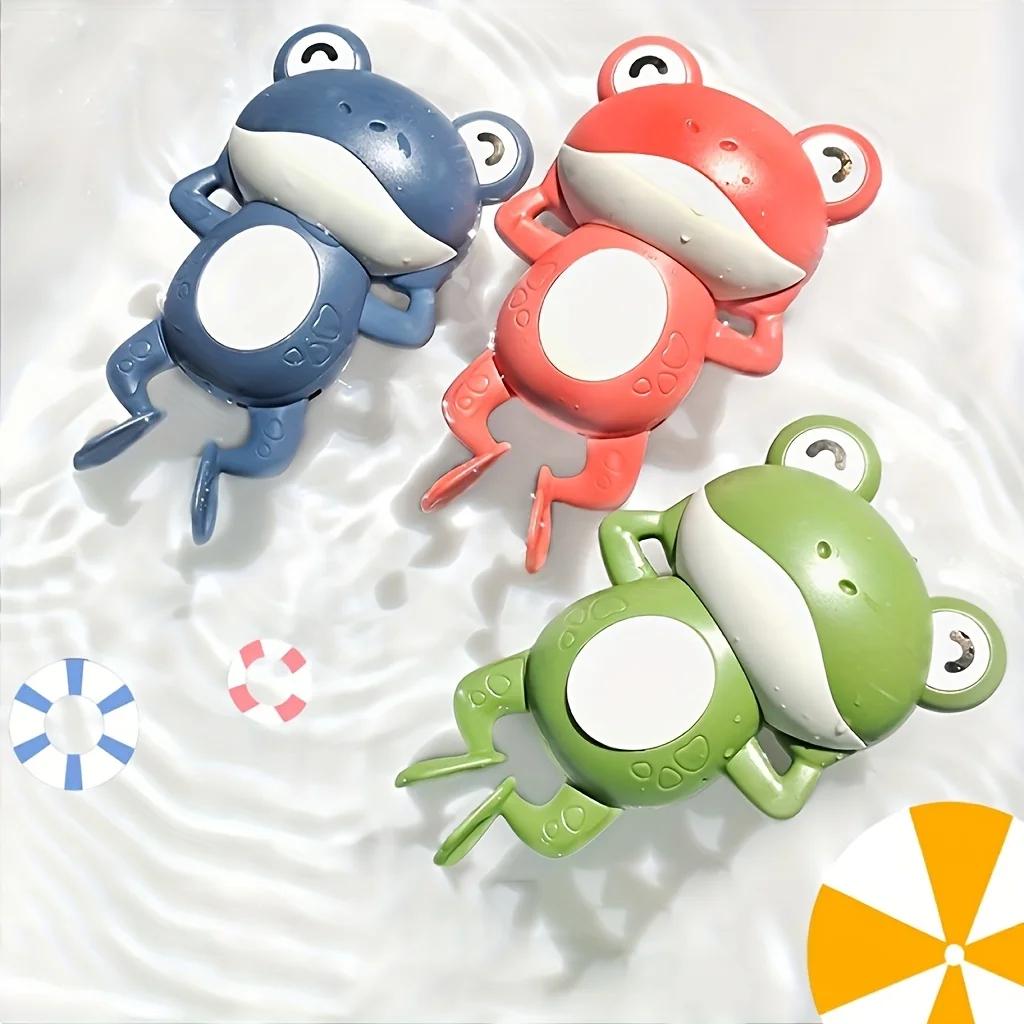 ASWJ Bath Toys for Toddlers Chain Clockwork Swim Backstroke Little Frog Baby Bathe Cute Appease Animal Toy Gift Bath Toys Kids