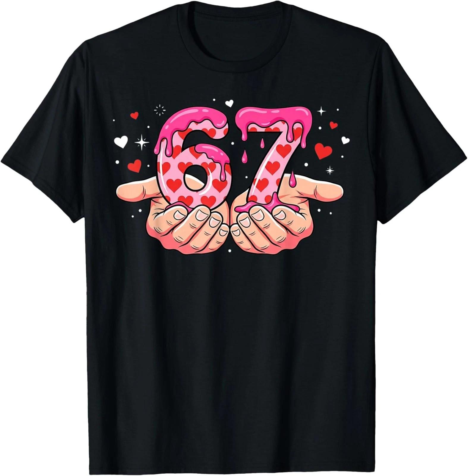 Valentine Day 67 Hearts Six Seven Meme Love Cute Unisex T-Shirt S разноцветный