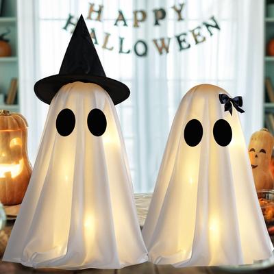 Light Up Halloween Ghost Decorations,  DIY Spooky Ghosts Crafts, Scary Ghost for Halloween Decor Indoor Home Mantel Shelf & Tabletop Decor