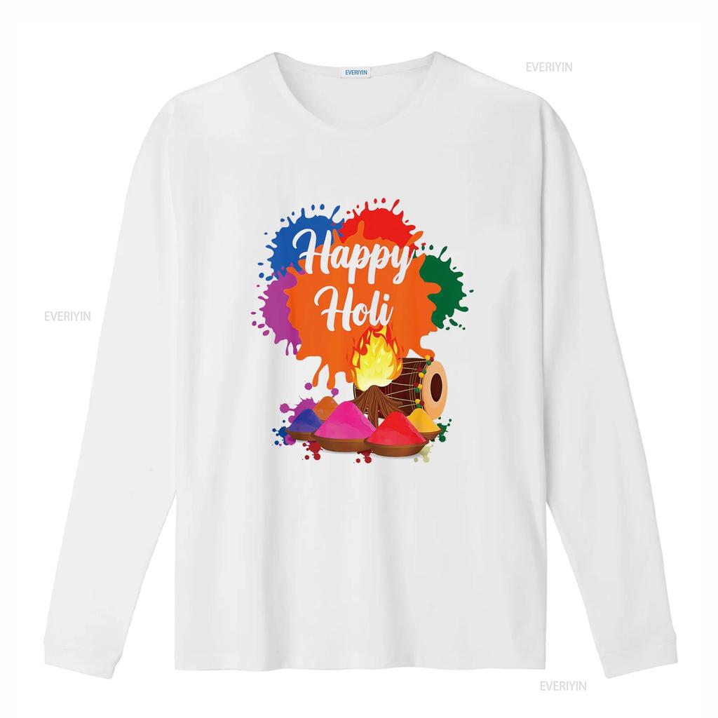 Happy Holi Family Kids Cool Festival Outfit T Shirt Vintage Washed Stylish Fashion Homme Stretched Streetwear Slightly