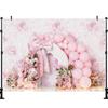 LS Pink Pearls Balloons Flower Wall Backdrops Kids Child Birthday Cake Smash Baby Photography Bow Decors Backgrounds