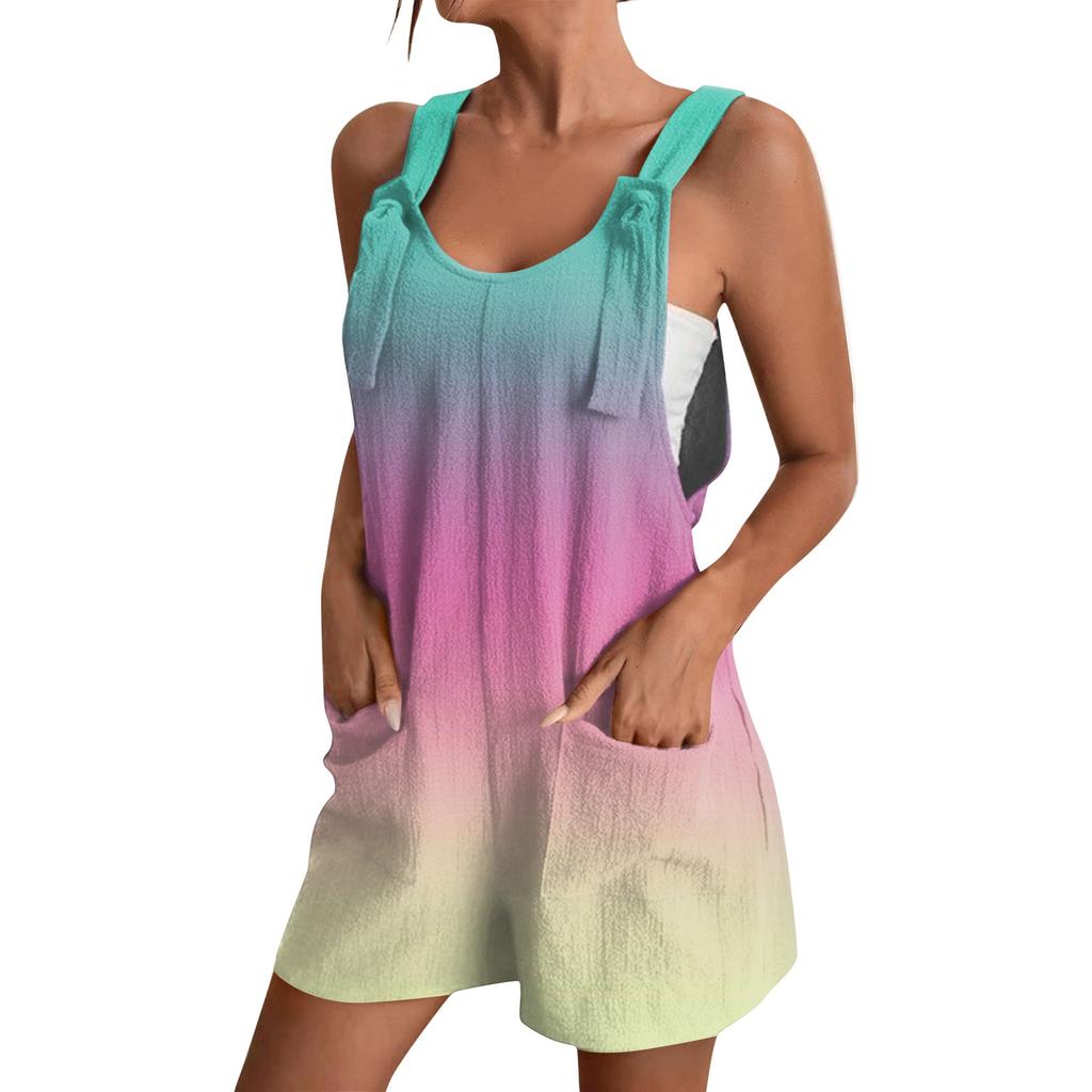 Women's Fashion Gradient Printed Jumpsuit Casual Jumpsuit Shorts
