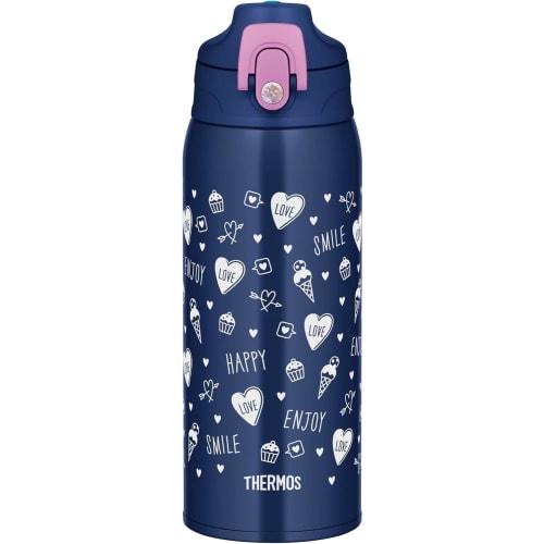Thermos Vacuum Insulated 2-Way Water Bottle, 0.8L/0.83L, Navy Purple, Includes Direct Drinking Cup, Perfect for Kids and School