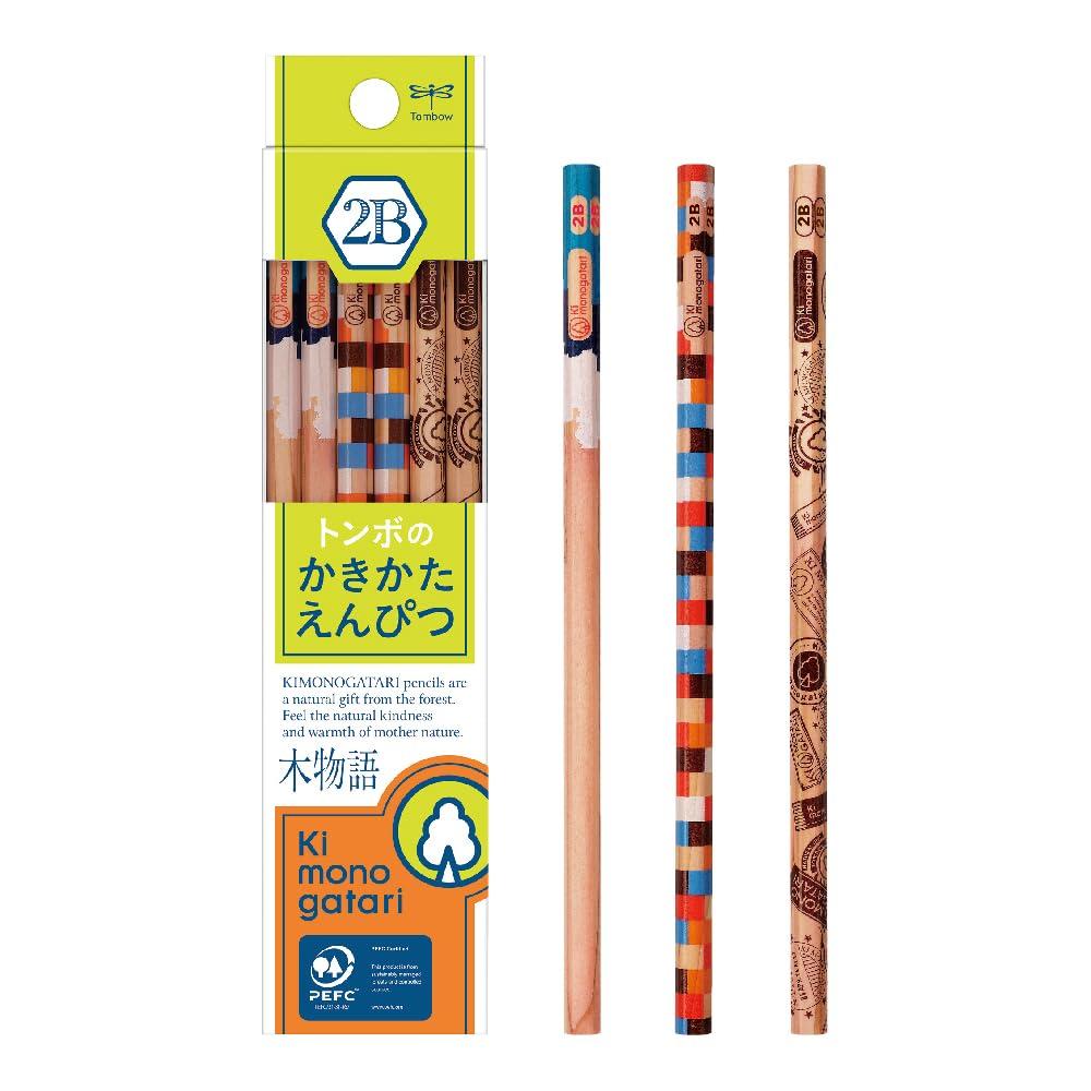 Tombow Pencil Writing Pencils 2B Ki Monogatari Pattern 1 Dozen (3 designs) Yellow-Green KB-KF02-2B