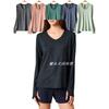 Foreign Trade Women Spring and Autumn Plus Size Quick-Drying Sanding V-neck Sports Running Yoga Slim Fit Base Long Sleeves Shirt 538