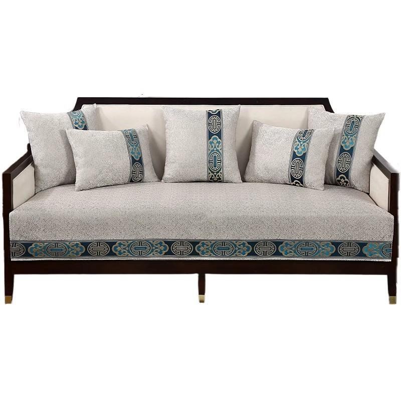 Auspicious Chinese Style Solid Wood Sofa Cushion & Cover for All Seasons