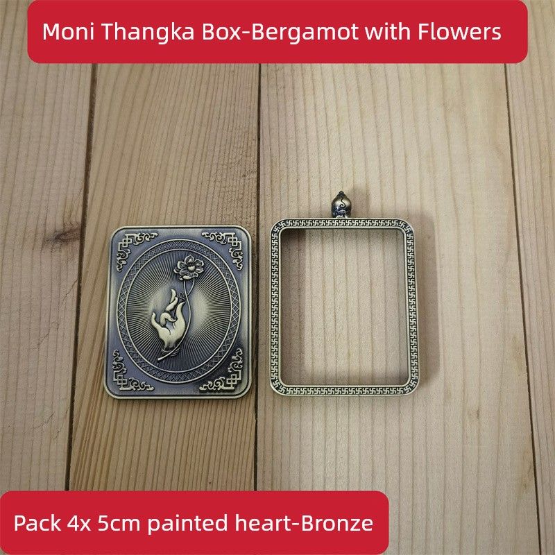 

Коробка Тханка Сокровище Мани Пустая Коробка Ракушка Подвеска Тибетская Ручная Роспись Ювелирное Изделие Подарок Мужчинам и Женщинам Пара Коробка Тханка Mani Head Bergamot Lotus Pack 4x 5cm Card-Bronze