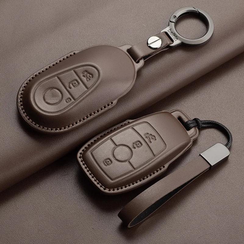 Leather Car Key Case Cover For Mercedes Benz E C G M R S Class W204 W212 W176 GLC CLA GLA AMG 2025 Key Shell Car Accessories