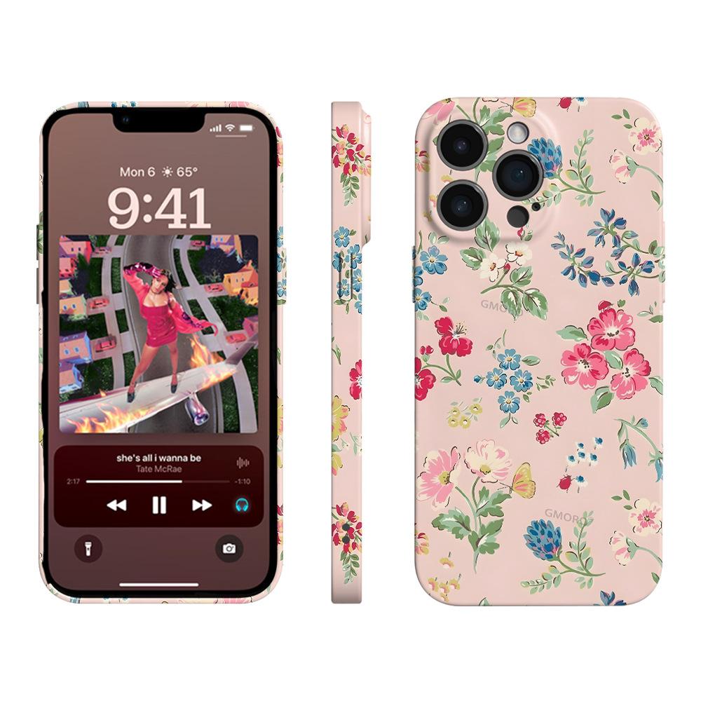 Pastoral Color Flower Mobile Phone Case iPhone14pm Hard Case All-inclusive Film Case Apple 17 Anti-drop High Value