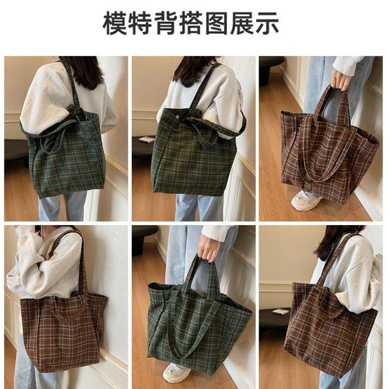 Contrasting stripes, new casual canvas bag, women's hand-held large-capacity commuter shopping bag, shoulder tote bag.