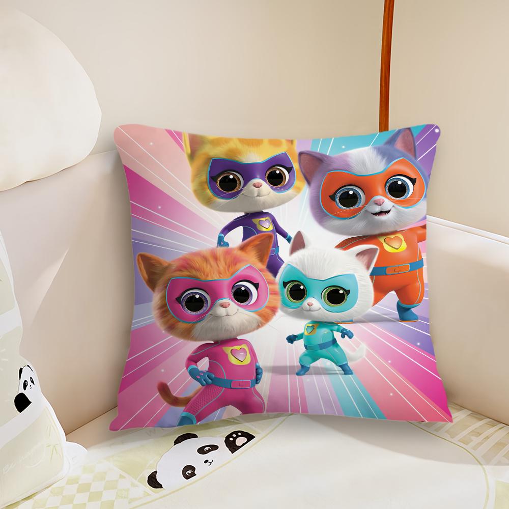 MINISO Cute Cartoon S-SuperKitties Cushion Cover Living Room Headboard Bedroom Office Cushion Cushion Sofa Nap Time Pillow Case