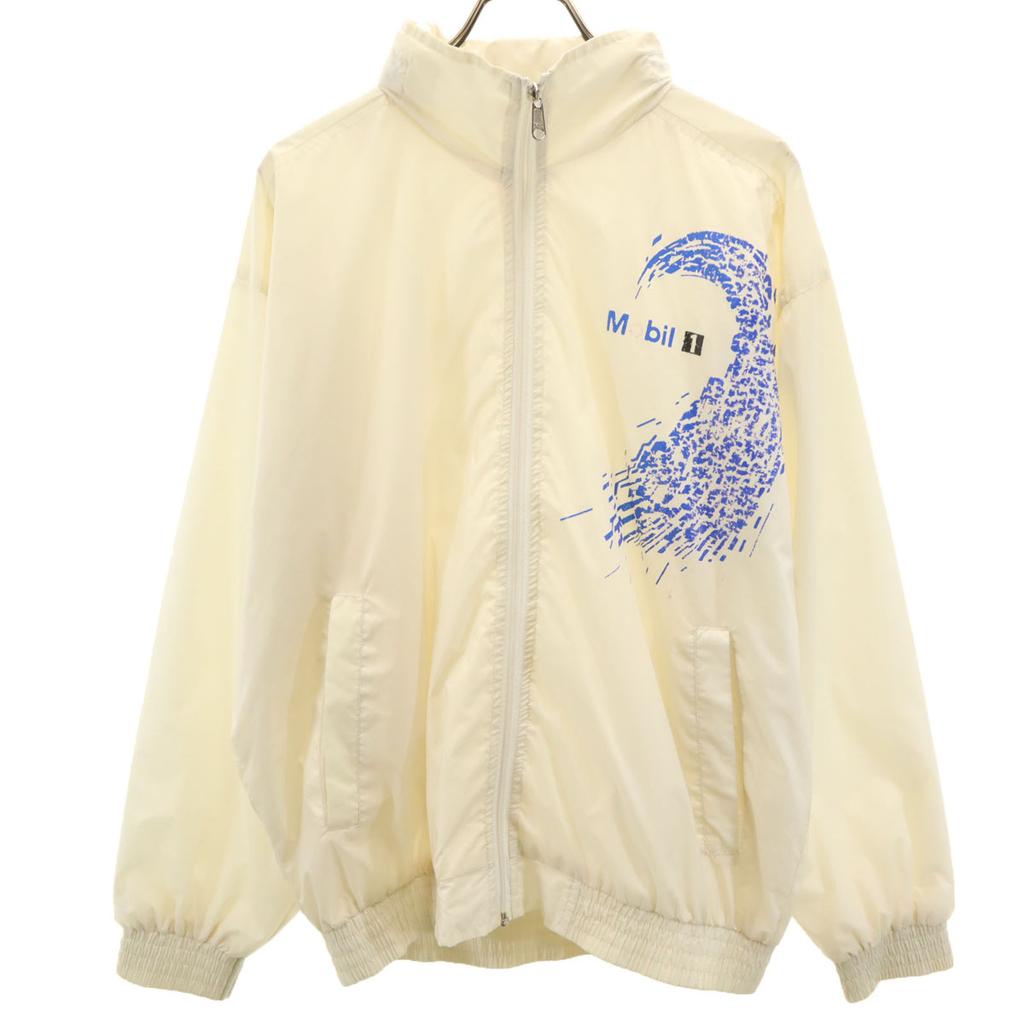 Mobil-F1 90s Old Company Jacket L white Hooded Men's Used