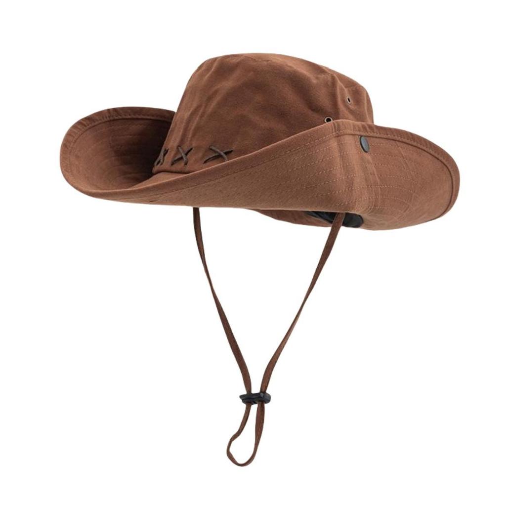 Women's Retro Bucket Hat 10cm Wide Brim Cowboy Fisherman Cap Sunscreen Summer Outdoor Fishing Hiking Windproof Bob