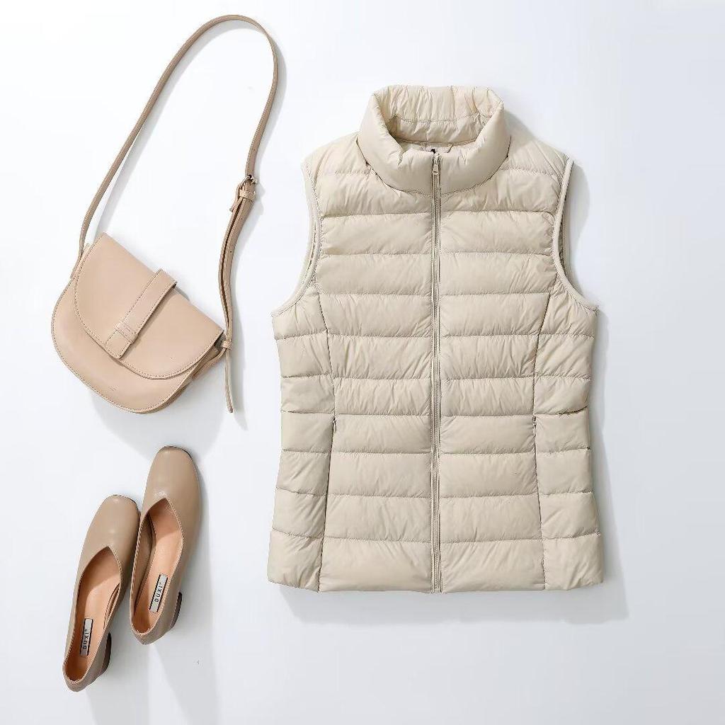 Women's Lightweight Short Down Vest - Sleeveless Winter Outerwear Jacket
