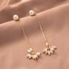 Sophisticated Pearl Geometric Earrings Gold Tassel Long Dangle Earrings For Women