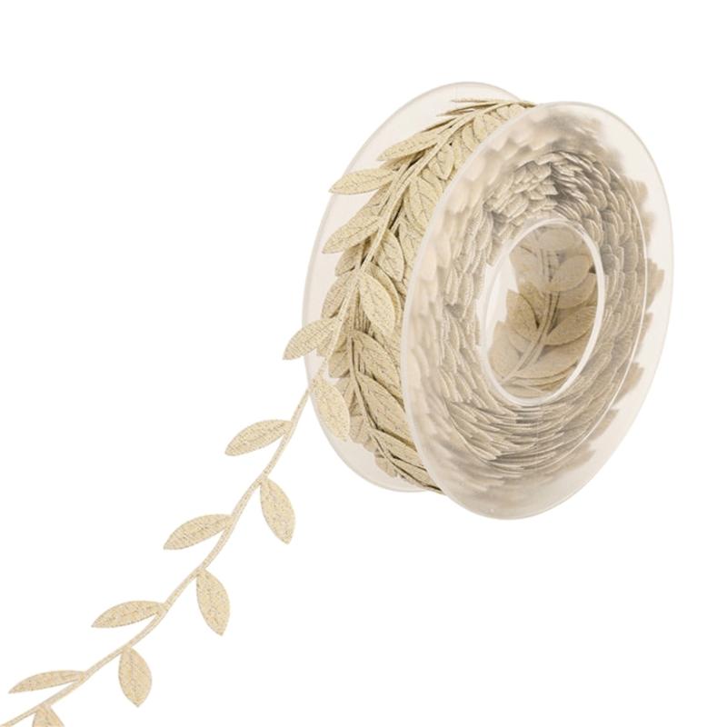 Leaves Ribbon Trim Spool Leaf Garland Decorations Wreaths Wrapping DIY Crafts золотой
