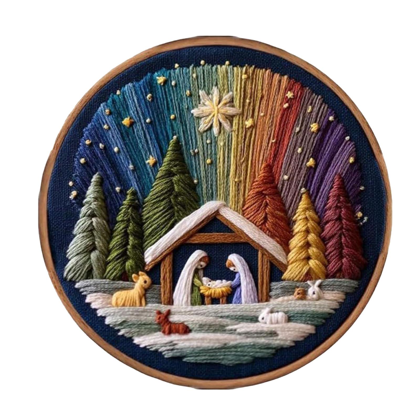 

DIY Nativity Embroidery Set Jesus Birth Scene Embroidery Set Christmas DIY Embroidery Set Creative Craft Needlework Home Decor